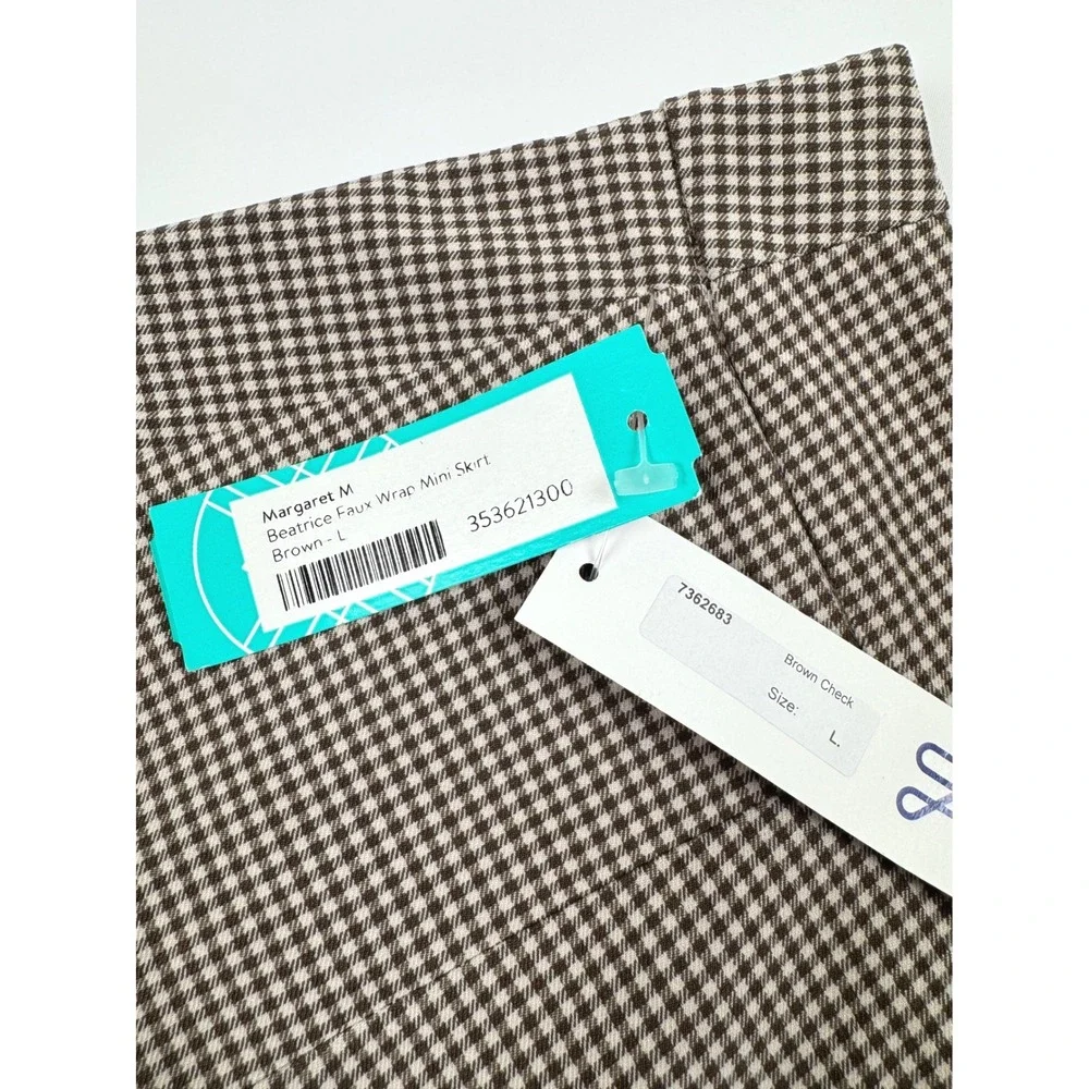 Margaret M Beatrice Faux Wrap Mini‎ Skirt Brown Large Stitch Fix